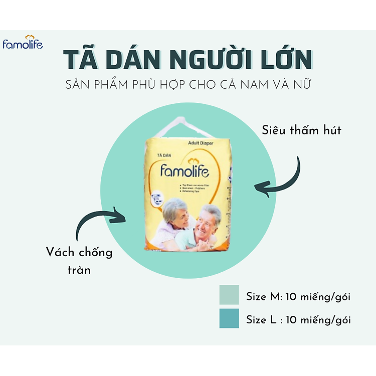 Bỉm dán người lớn FAMOLIFE Cao Cấp Chính hãng Ưu đãi - Hình ảnh 5