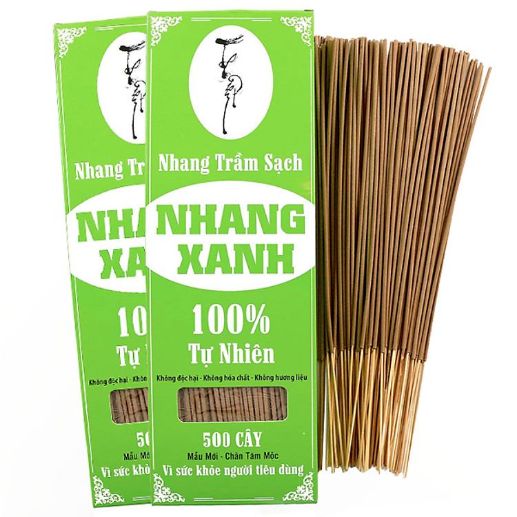Combo 2 hộp Nhang Xanh 30cm-500g (Chân Tăm Mộc ) Nhang Trầm Sạch 100% Vì Sức Khỏe Nhang Thiền