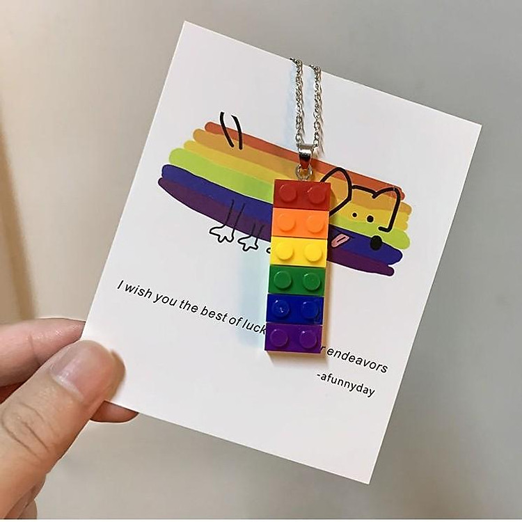 (Tặng dây dự phòng) Dây chuyền mặt cầu vồng LGBT, dây thép TINTAN không rỉ