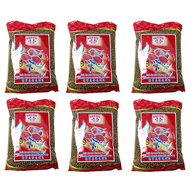 Bộ 6 gói thức ăn cho cá KaoKui dùng cho các loại cá kiểng, cá rồng, cá koi, hồng két..loại 100gr/gói ( Nâu)