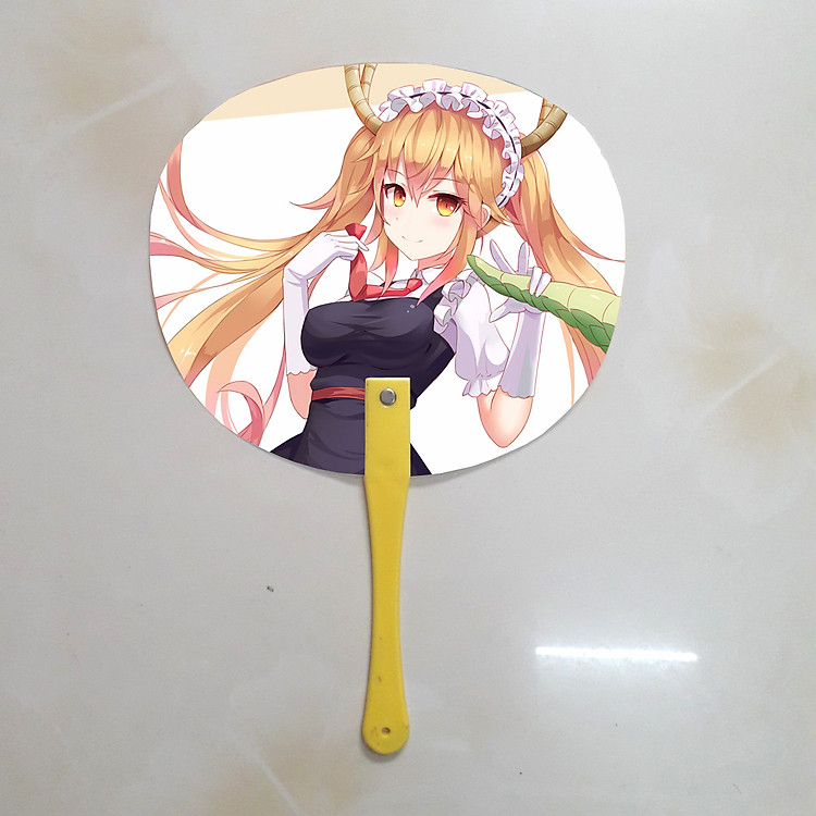 Quạt cầm tay in ảnh 2 mặt Maid Dragon - Tohru - Ảnh 3