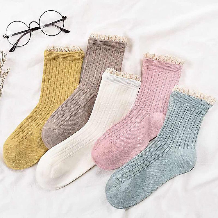 5 đôi Tất bé gái xuất Nhật thấp cổ viền