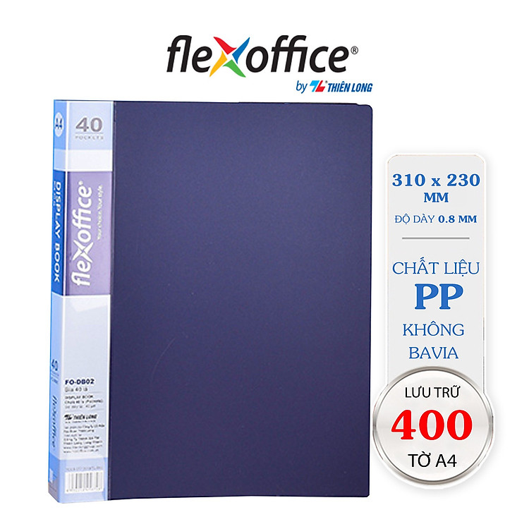 Bìa 20 lá A4 Thiên Long Flexoffice FO (lưu trữ 200 tờ) – Màu xanh đậm