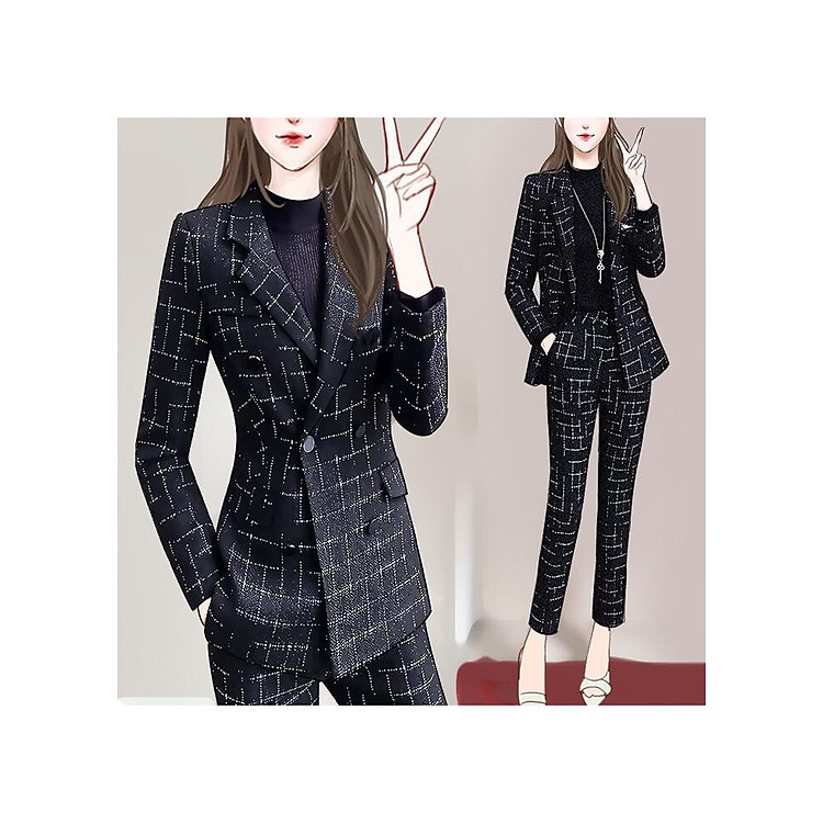 Set Vest Caro Dạ Len Cao Cấp - KT2253