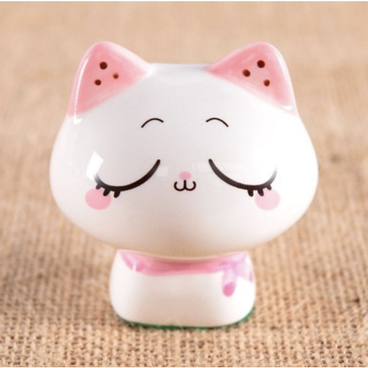 Tượng trang trí gốm sứ mèo kute 6x6.5cm - Mặt buồn