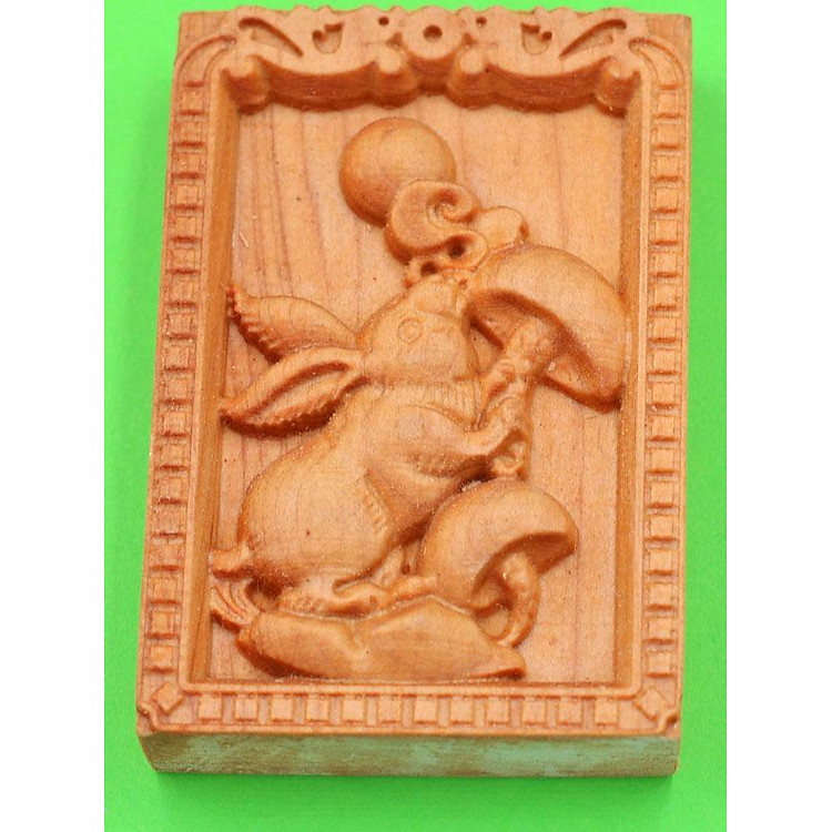 Mặt gỗ 12 con giáp - khắc hình tuổi Mão - gỗ ngọc am MGCG9