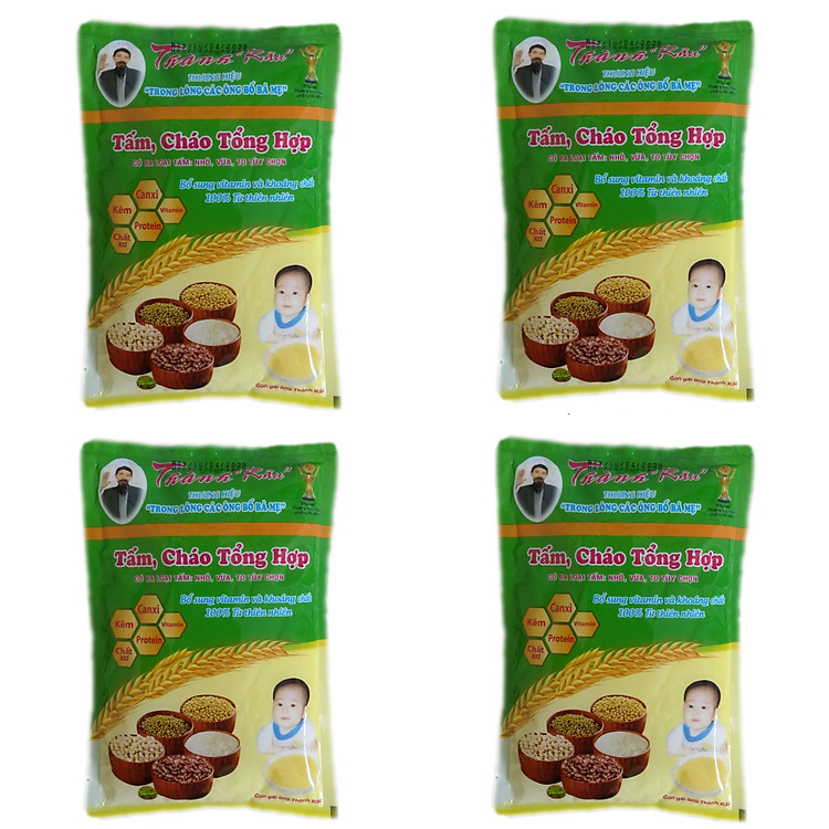 COMBO 04 GÓI CHÁO TẤM ĂN DẶM TRẺ EM THÀNH RÂU - 2KG (HẠT NHỎ)