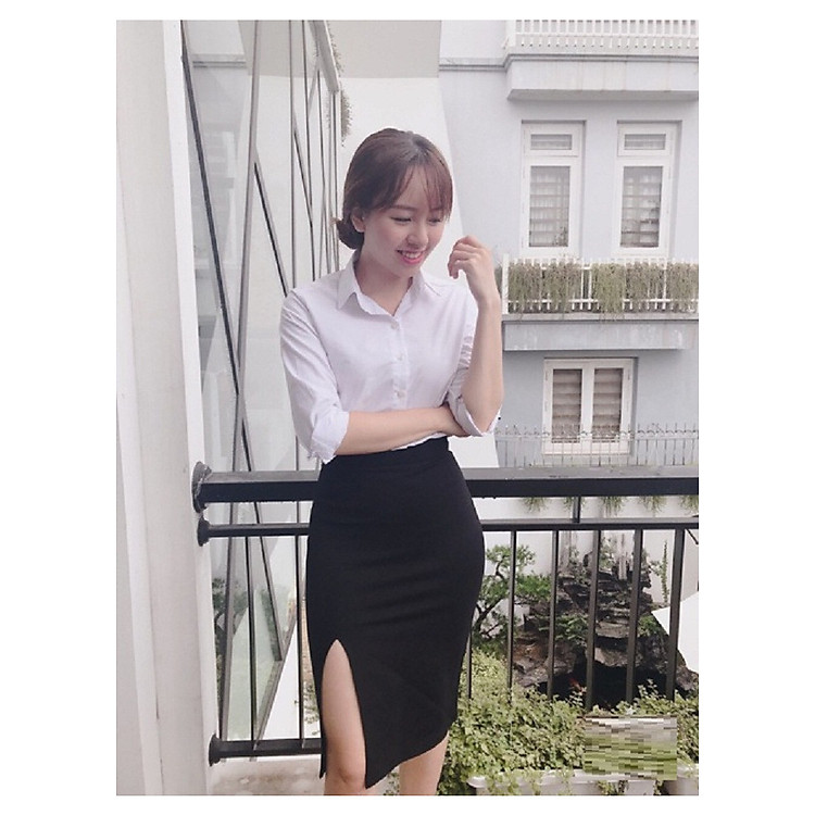 Chân váy ôm dài xẻ tà trước thời trang