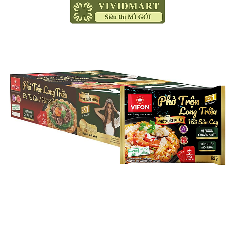 VIFON - Phở trộn Long Triều hương vị Hải Sản Cay, Phở trộn hải sản cay Long Triều, Phở trộn Vifon (90g/gói)