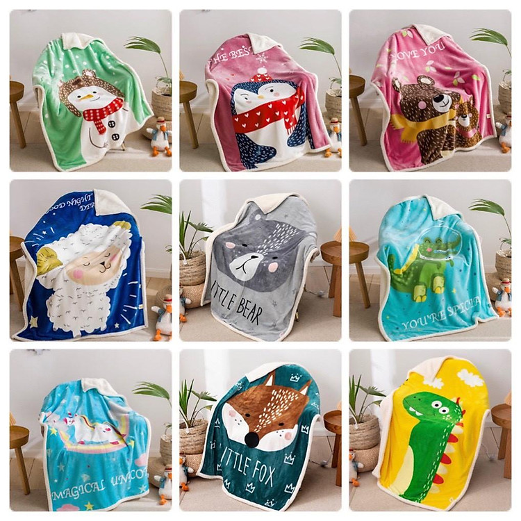 Chăn lông cừu siêu nhẹ cho bé hàng loại 1 dày dặn, siêu mềm mịn