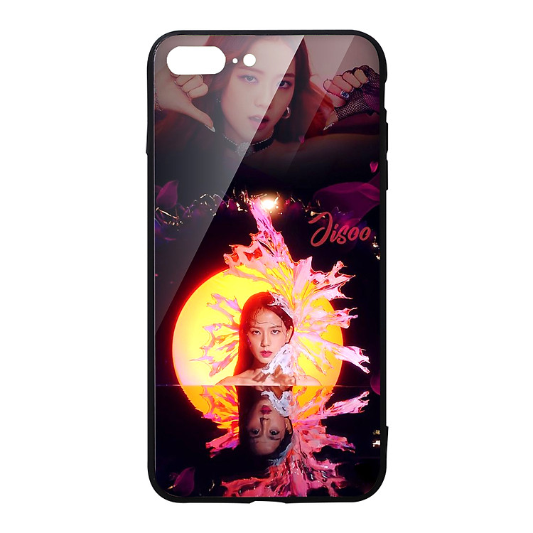 Ốp lưng KÍNH CƯỜNG LỰC VIỀN ĐEN cho iPhone 8 Plus KPOP_BLACKPINK_JISOO - Hàng chính hãng
