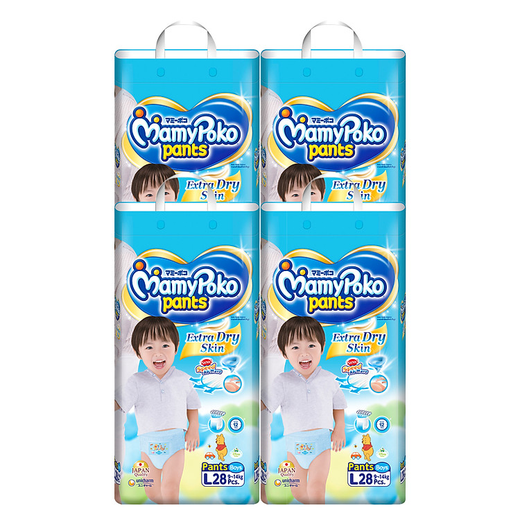 Combo 4 Gói Tã Quần Bé Trai Gói Lớn MamyPoko L28 (28 Miếng / Gói)