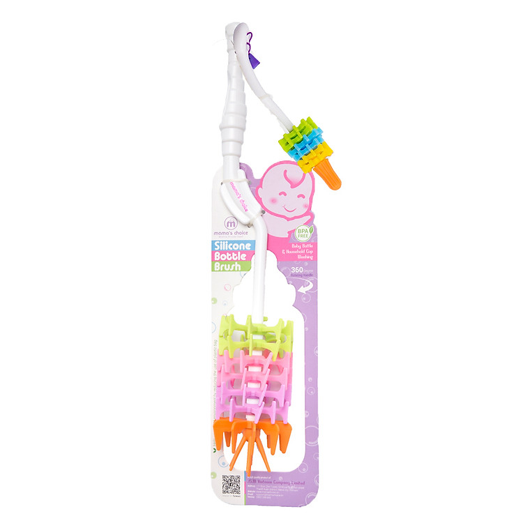 Bộ Cọ Rửa Bình Sữa Núm Ti Mama’s Choice, Tay Cầm Xoay 360 Độ, Chất Liệu Silicone Cao Cấp và Mềm Mại