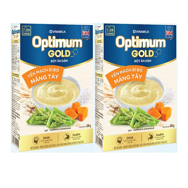 COMBO 2 HỘP BỘT ĂN DẶM OTIMUM GOLD YẾN MẠCH BÍ ĐỎ MĂNG TÂY - HỘP GIẤY 200G