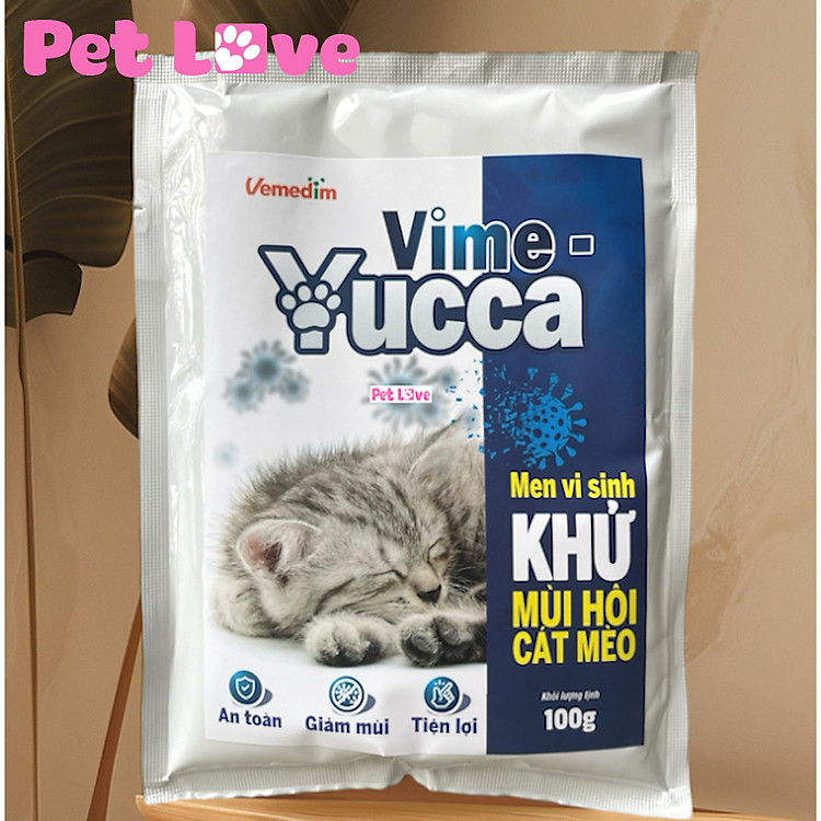 Men vi sinh Vime Yucca khử mùi hôi cát mèo (Vemedim, gói 100g)