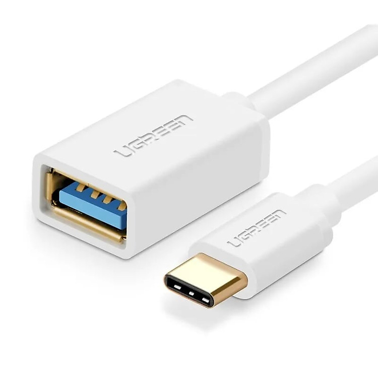 Cáp USB TypeC 3.0 OTG cao cấp 15CM màu Trắng Ugreen UC30702US154 Hàng chính hãng