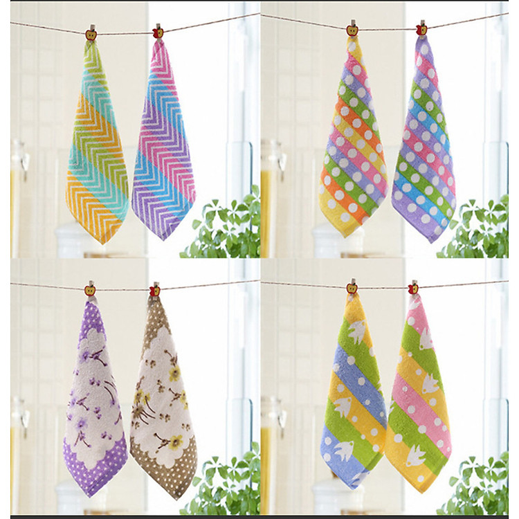 BỘ 2 CÁI KHĂN MẶT 28*28 NHIỀU HỌA TIẾT