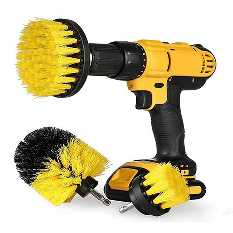 Bộ 3 đầu cọ bàn chải gắn máy Khoan cầm tay - Dụng cụ vệ sinh nhà cửa lốp xe thông minh