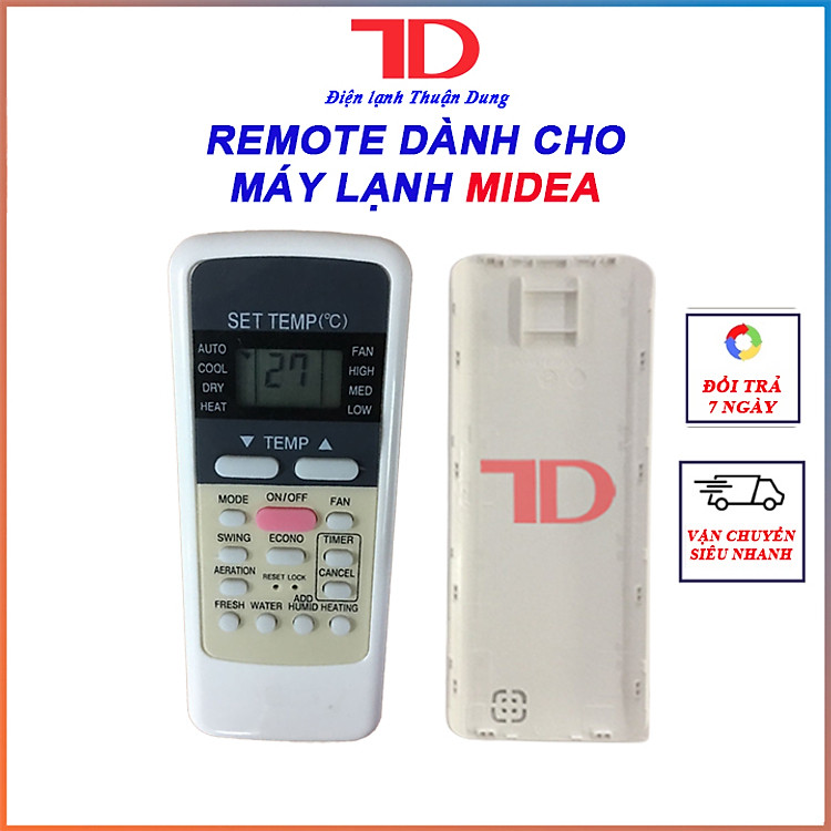 Remote dùng cho máy lạnh MIDEA, điều khiển dùng cho máy lạnh MIDEA, TẶNG KÈM PIN, hàng chính hãng, Điện Lạnh Thuận Dung