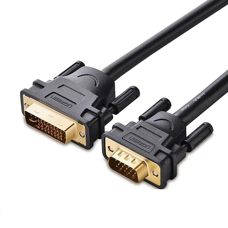 Cáp chuyển đổi DVI 24+5 dương sang Vga dương dài 2m màu đen UGREEN 11677DV102 Hàng chính hãng
