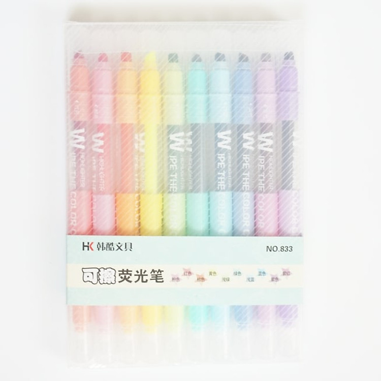 Bộ bút dạ 10 cây 2 đầu Wipe the color clean (1 đầu màu x 1 đầu xóa) PEN008