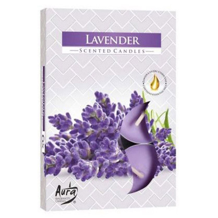 Hộp 6 nến thơm tinh dầu Tealight Bispol Lavender PTT024756 - hoa oải hương