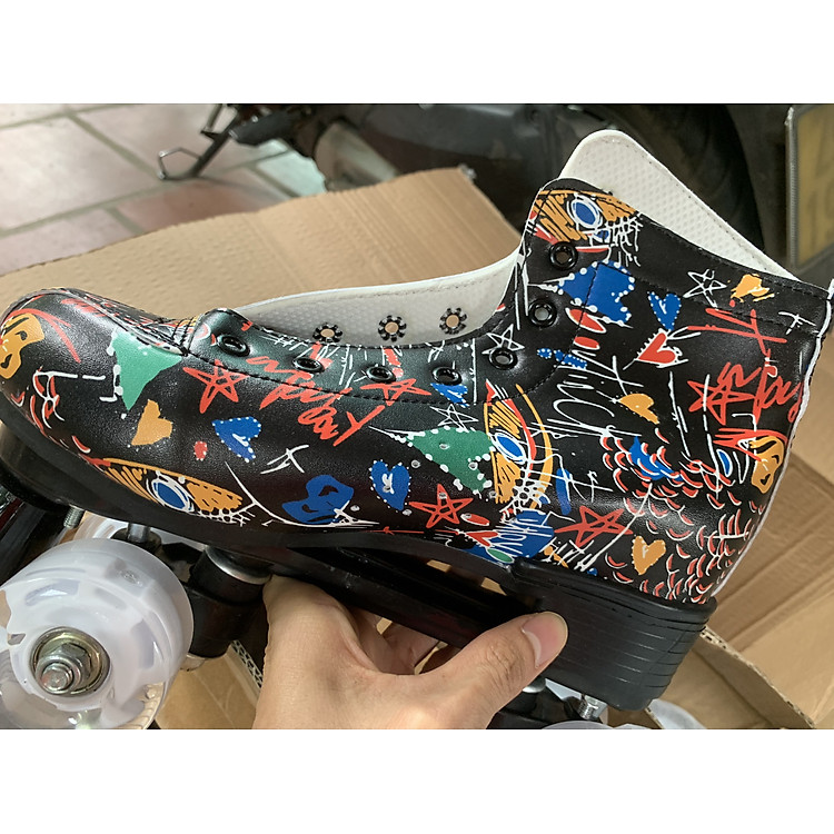 Giày patin phát sáng hai hàng - Đen Chính hãng Ưu đãi - Hình ảnh 3