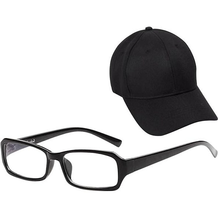 Bộ Kính Giả Cận Và Mũ Lưỡi Trai - Đen