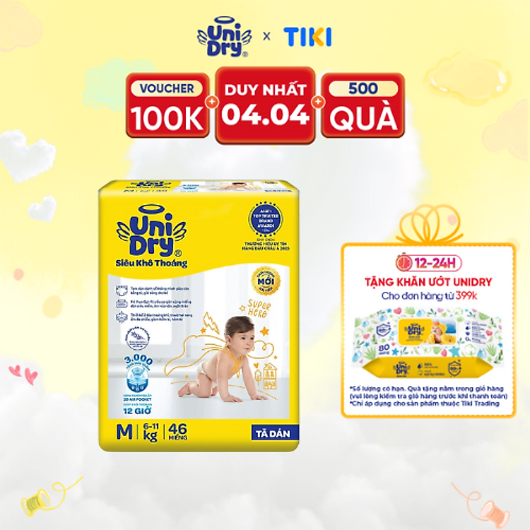Tìm mua tại Avakids:Tã dán Unidry G6X size M-46 miếng, tràn ngập Khuyến mãi, Ưu đãi