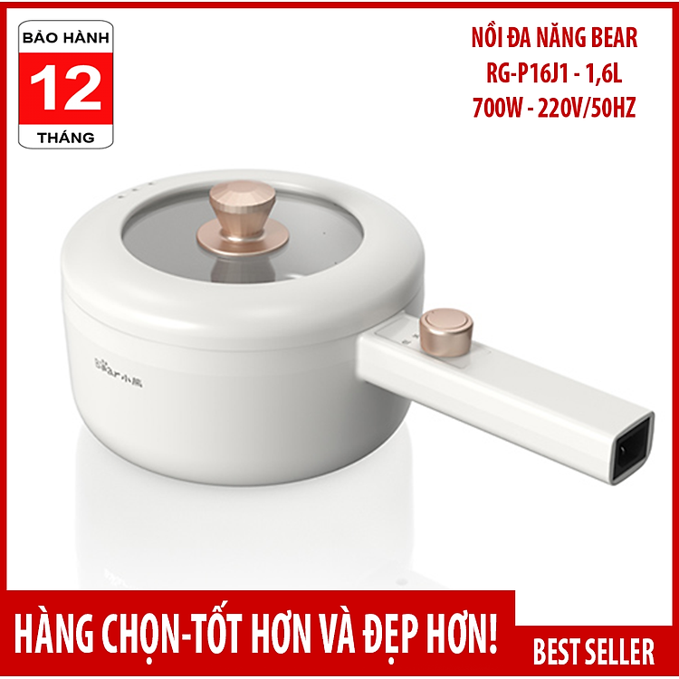 Nồi điện mini đa năng BEAR 1.6L DRG-P16M2 công suất 700W - Hàng Chính Hãng