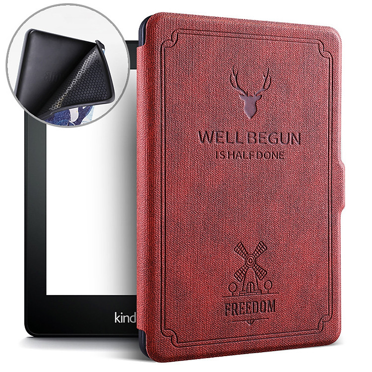 Bao Da Case Cover Cho Máy Đọc Sách Kindle Paperwhite Gen 4 10th 2018 (Màu Đỏ Vang)