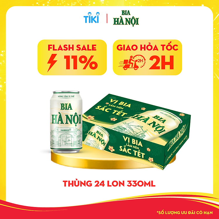 Bia Hà Nội Nhãn Xanh phiên bản Tết 2026 - Thùng 24 Lon 330ml