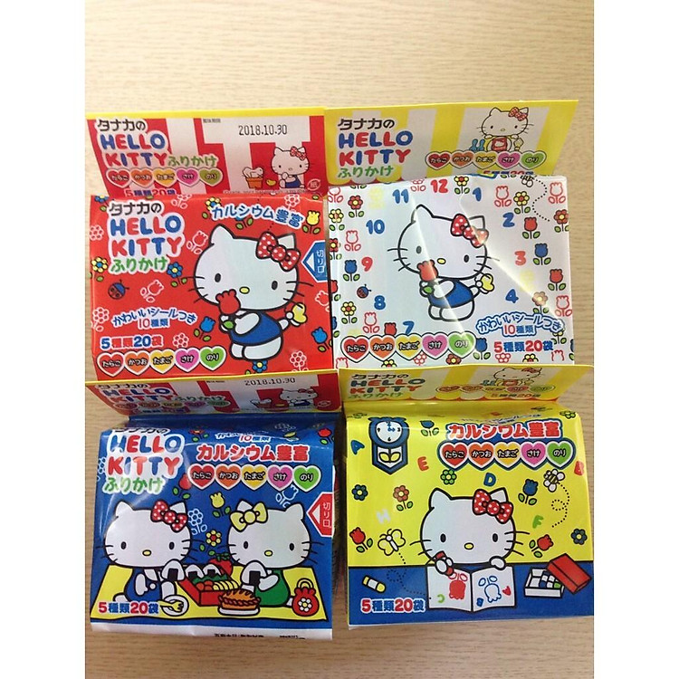 Gia vị rắc cơm thập cẩm Hello Kitty cho bé ham ăn hàng nội địa Nhật Bản 48g (20 gói x 5 vị)