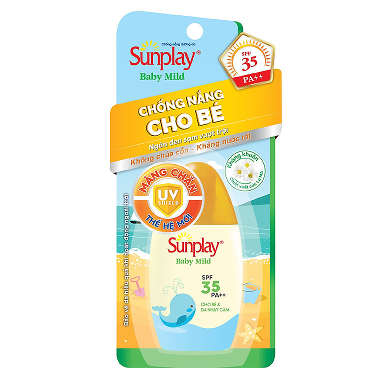Kem chống nắng Sunplay cho bé từ 6 tháng tuổi và da nhạy cảm, dạng sữa Sunplay Baby Mild SPF 35, PA++ 30g