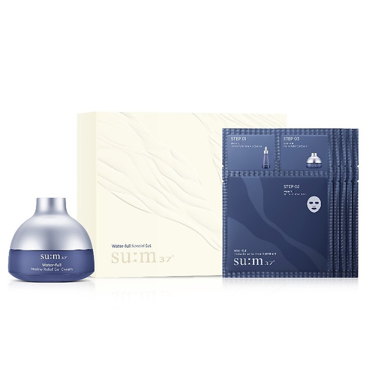 Bộ Kem dưỡng ẩm cấp nước su:m37 Water-full Marine Relief Gel Cream 120ml set