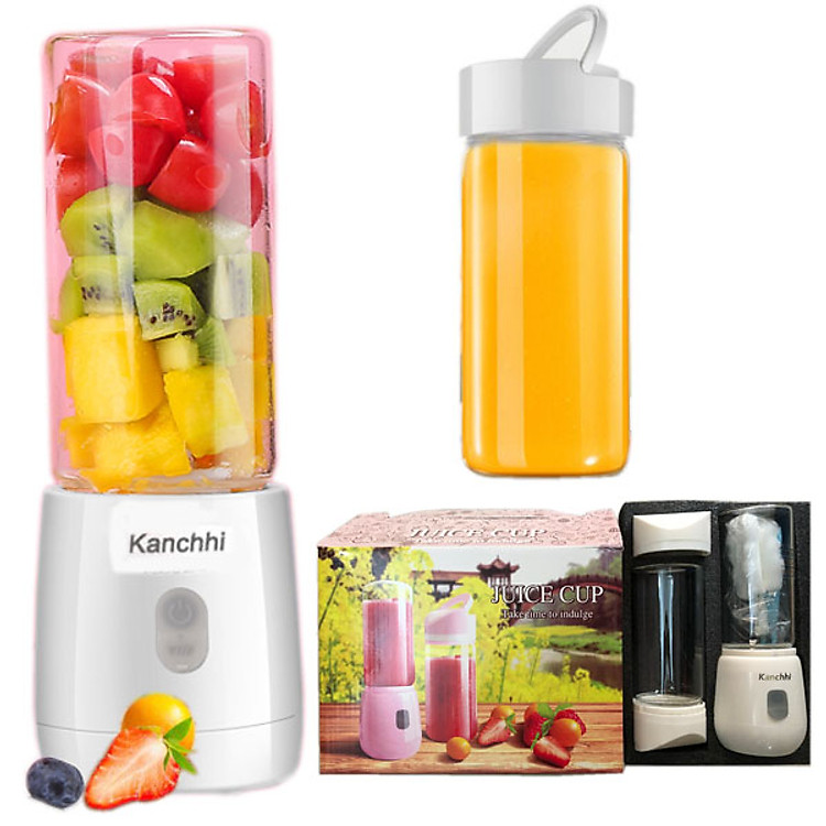 Bộ Máy Xay Sinh Tố Lưỡi Dao 6 Cánh + 2 Bình Thủy Tinh Nắp Quai Tiện Lợi