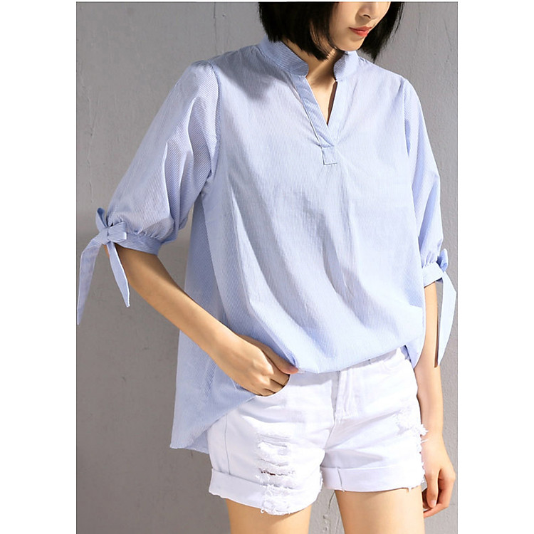 Áo nữ sọc kẻ thắt nơ sm174