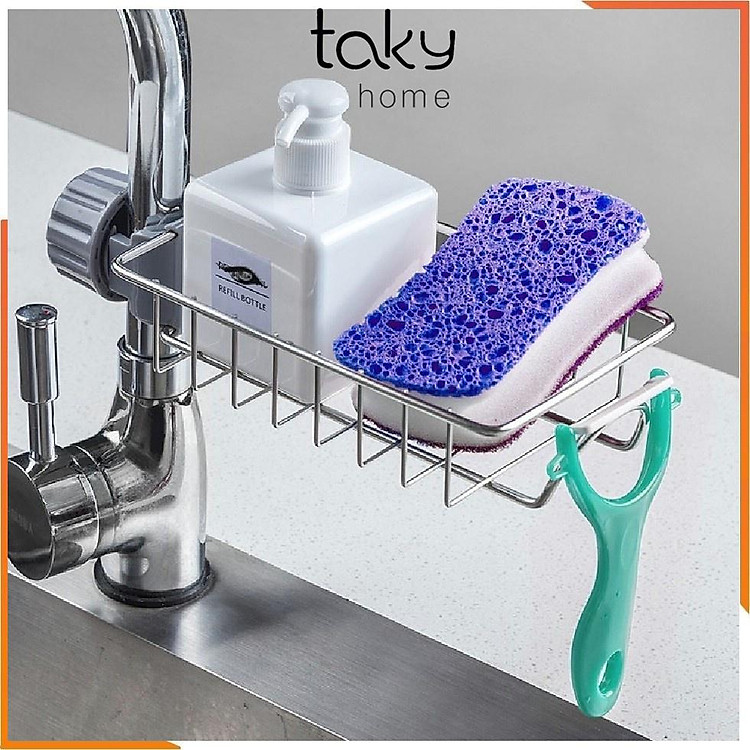 Giá Inox Treo Vòi Để Đồ Giẻ Rửa Chén, Bát, Miếng Cọ Xoong Nồi, Dễ Lắp Đặt, Giúp Khu Bếp Luôn Khô Ráo, Sạch Sẽ. Taky Home 4008