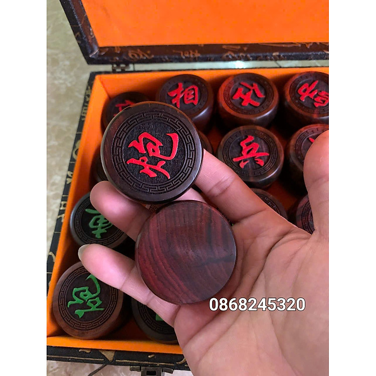 Quân cờ tướng gỗ trắc + hộp Chính hãng Giá rẻ - Hình ảnh 3