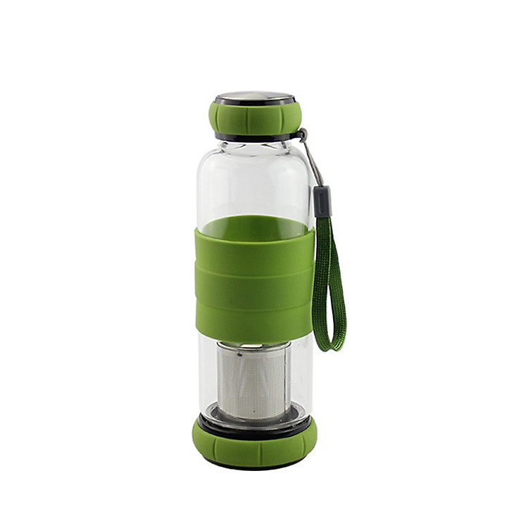 Bình lọc trà Thủy tinh 420ml bọc silicon Cao Cấp