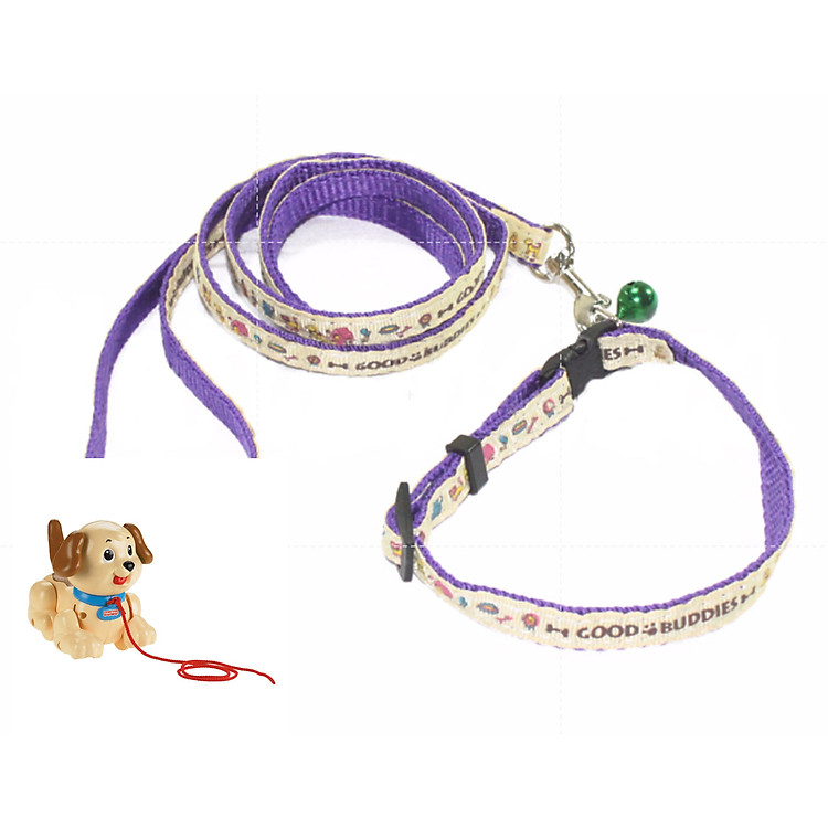 Dây dắt chó mèo 2 lớp dành cho chó mèo dưới 5kg + kèm vòng cổ nhỏ xinh (hanpet 343) xích chó màu ngẫu nhiên