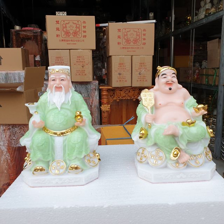 Cặp thần tài ông địa đá 8in cao 20 cm cao cấp