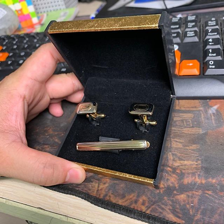 Kẹp Cavat nam cao cấp hộp gồm kẹp cà vạt và hai khuy áo măng set GiangPKC 2022