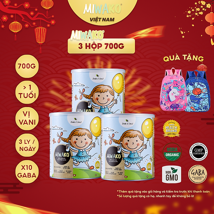 Tham Khảo tại ConCung: Combo 3 Hộp Sữa Hạt Miwako 700g , nhận ngay nhiều Ưu đãi