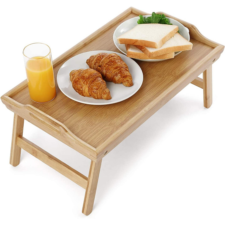 Bàn Ăn Mini Chân Gấp Gọn, Khay Đa Năng, Bàn Ăn Sáng Trên Giường, Di Động, Tiện Lợi - 50x30x20 cm