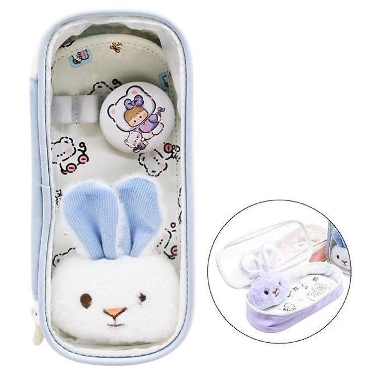 Bóp Viết Trong Suốt Thỏ Tai Dài Shunde 9122 - Màu Xanh Dương - Ảnh 2