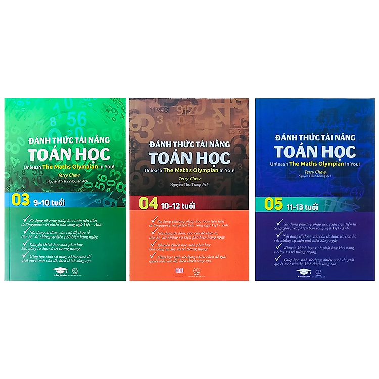 Sách Đánh Thức Tài Năng Toán Học 3, 4, 5 ( Combo 3 Cuốn ) - Tổng hợp kiến thức toán học lớp 3 đến lớp 6, Hiệu sách Genbooks