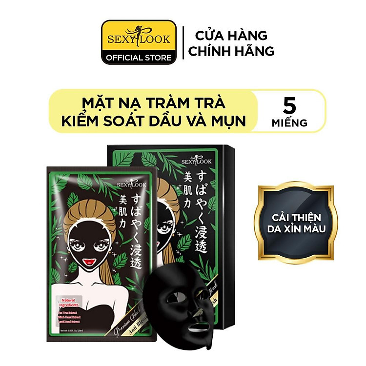 Mặt Nạ Tràm Trà SEXYLOOK Kiểm Soát Dầu và Mụn (Hộp 5 Miếng × 28ml)