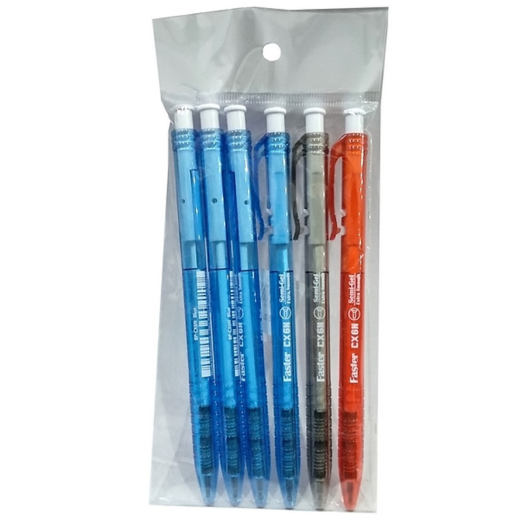 Bộ Viết Bi SDI Faster 6N - 5 Cây Tặng 1 - Mực Xanh - Đen - Đỏ