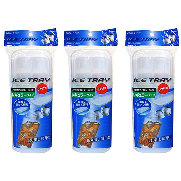 Combo 3 Khay đá 12 viên có nắp nội địa Nhật Bản